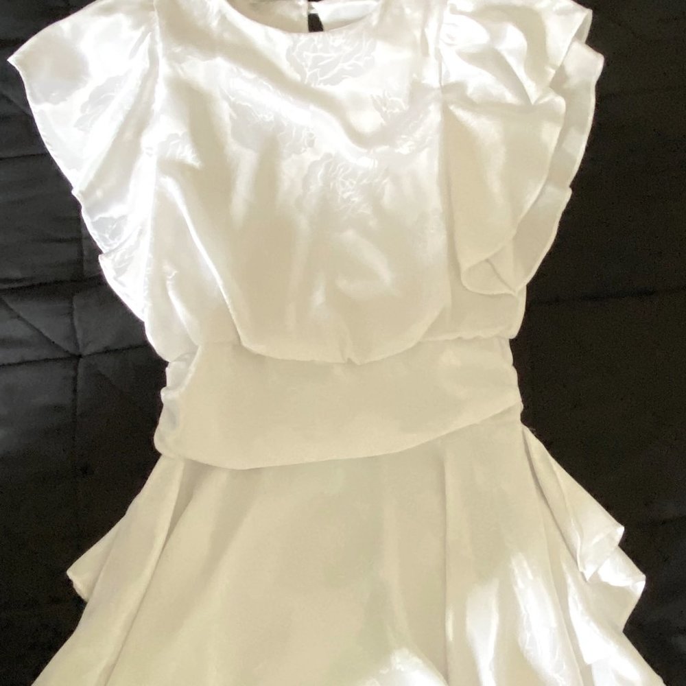 Little Girls’ White Silk Short Formal Dress